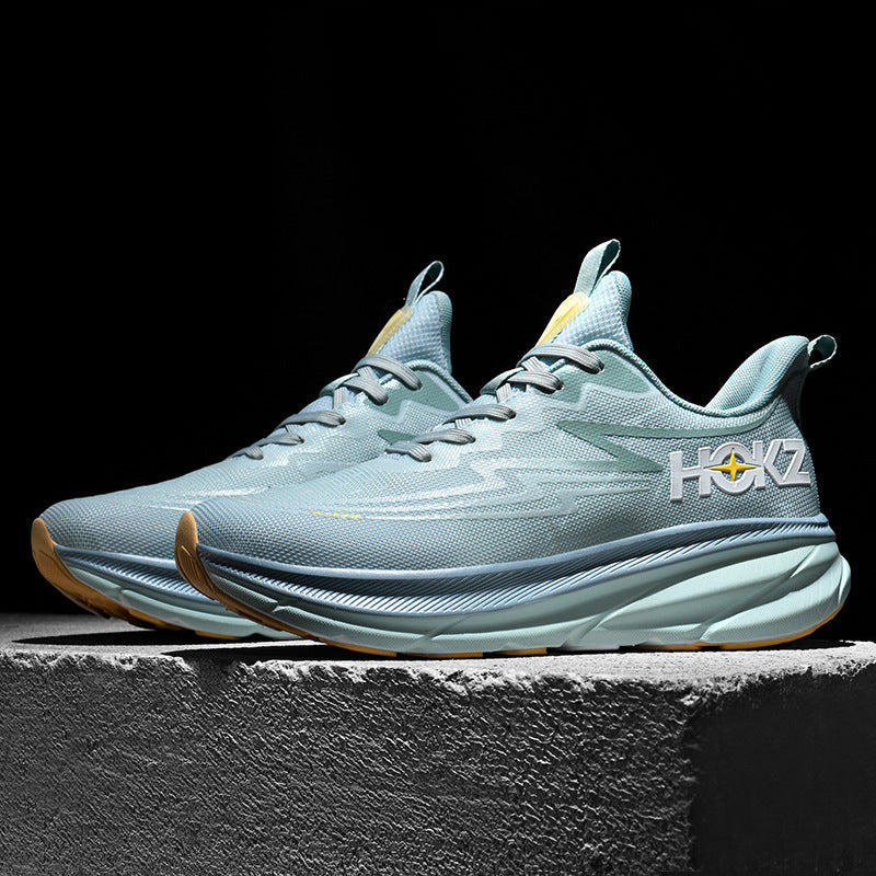 Foreign Trade New Running Shoes for Men and Women, Mesh Breathable Lightweight Cushioned Non-Slip Marathon Shoes for Long Distance Running and Jogging Training