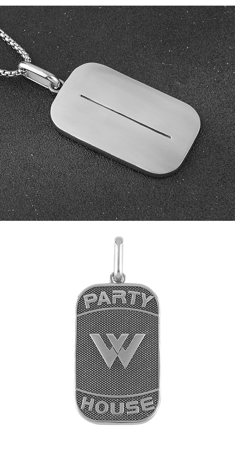 Hot-Selling Stainless Steel Necklace Casting Square Pendant 3D Pendant Personality Hip-Hop Titanium Steel Accessories Wholesale