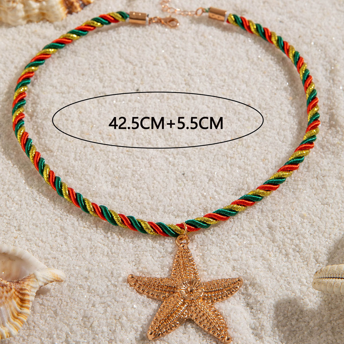 European and American Metal Ocean Style Starfish Pendant Necklace Jewelry Personality Exaggerated Star Beach Vacation Necklace for Women