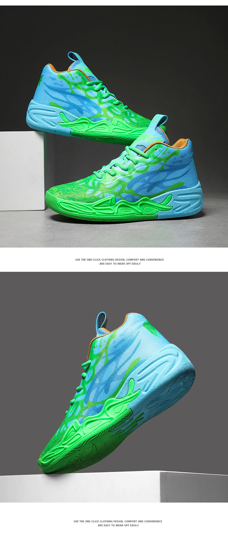 Fashion Trend Basketball Shoes New Youth Mandarin Duck Mesh Breathable Sports Shoes High-Top Training Boots