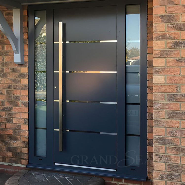 Luxury Design Entrance Door Exterior Security Front Pivot Door Modern Entry Black Wooden Aluminum Pivot Door
