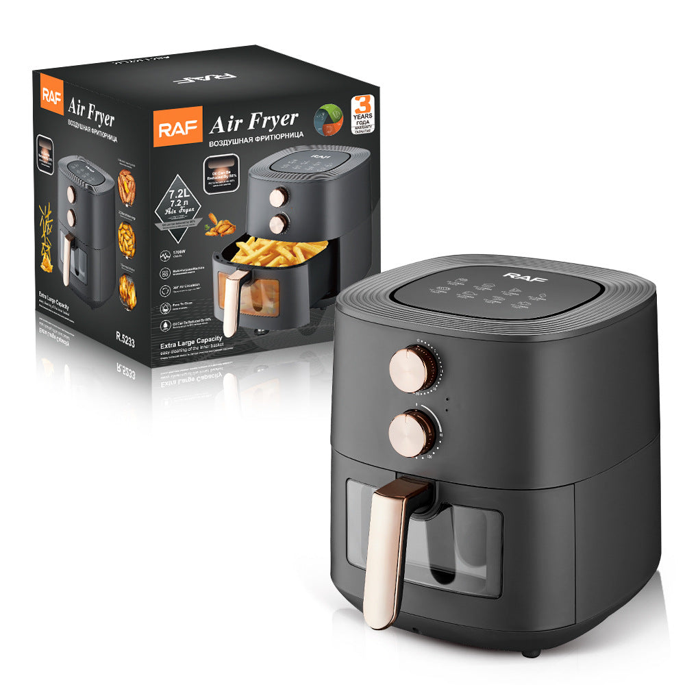RAF European style air fryer for home use with large capacity Multifunctional Smart French Fries Visual Air Fryer 7.2L