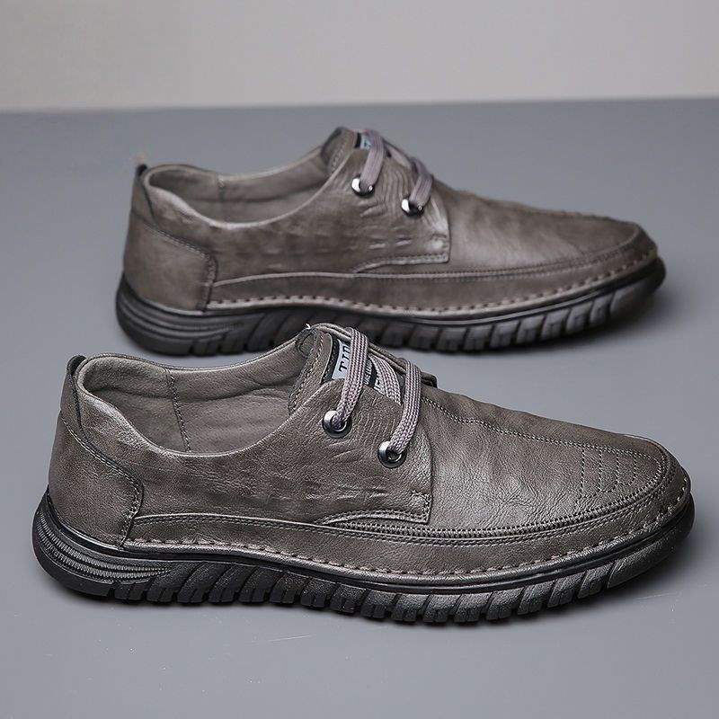 2025Summer Men's Shoes Casual Versatile Leather Shoes Soft Sole Breathable Cowhide Wear-resistant Business Dad Shoes