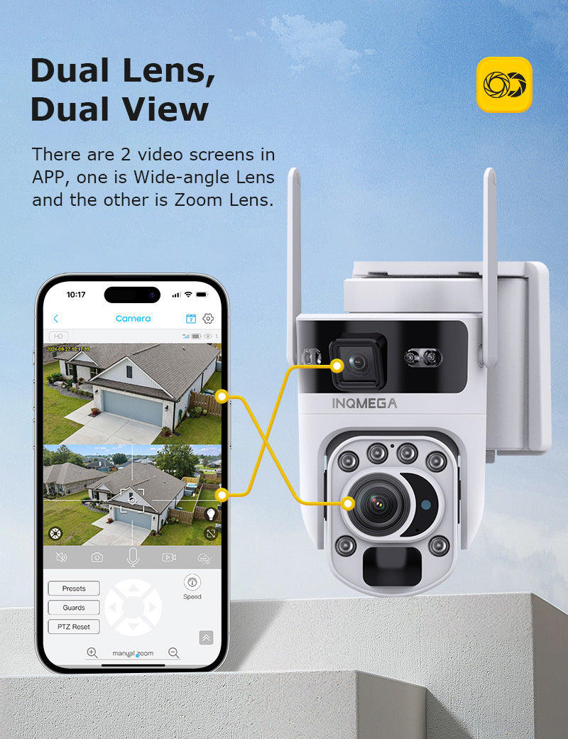 4G Solar-powered Camera6MP High Definition Full Color Dual Lens Dual Screen20X Zoom Solar Camera