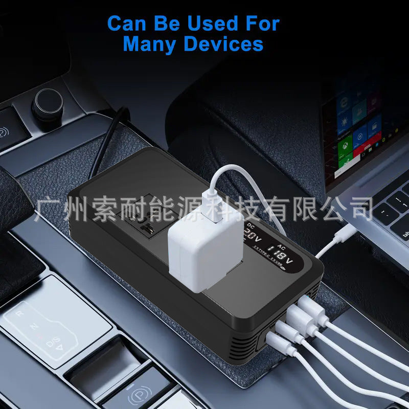 Hot Selling Car Inverter200W 12V Turn110V/220V Double USB/Type-C Mouth inverter