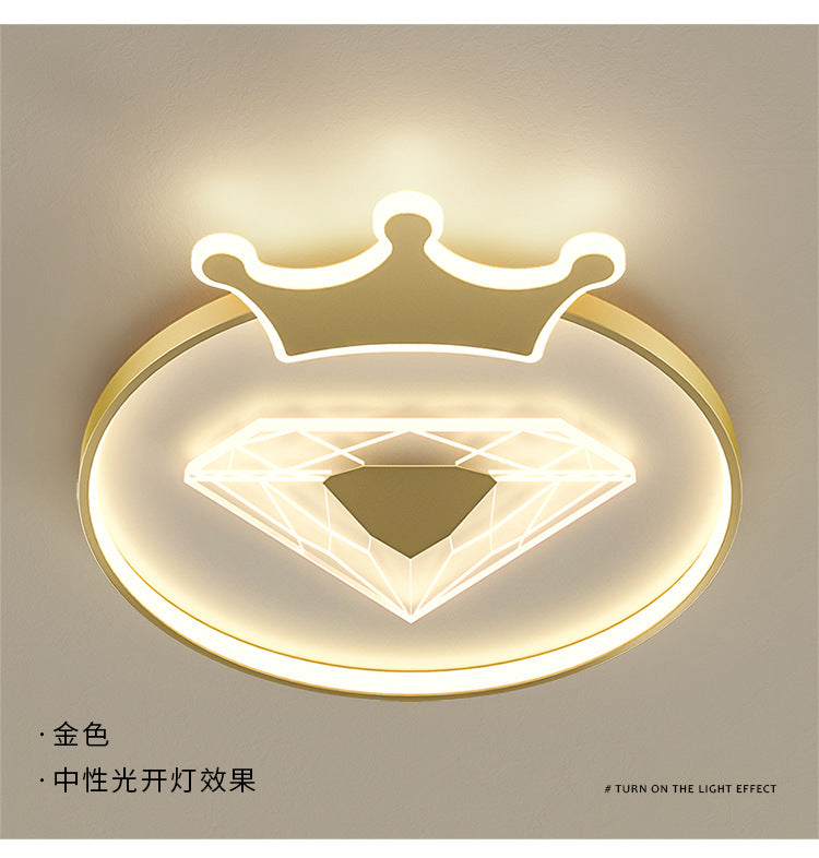 Children's Room Crown Ceiling Lamp led Room Bedroom Lamp Iron Art Boys Girls Energy-saving Eye Protection Cartoon Lamp Wholesale