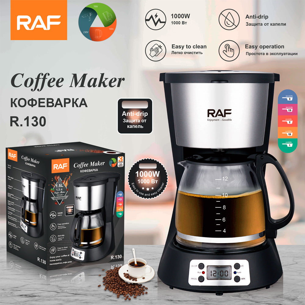 RAF Drip Coffee Maker Household Automatic Integrated Small Coffee Machine EU Plug Office Bedroom Moka Pot