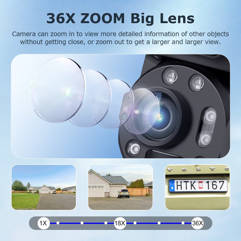 6MP High Definition Bullet Camera36Optical zoom outdoor full color night vision4G Wireless Solar Camera