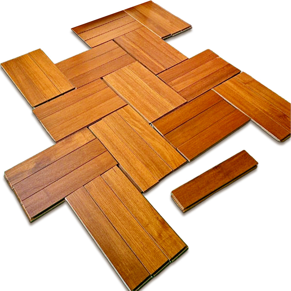 Premium Engineered Teak Wood Flooring Three Layer Waterproof Design for Outdoor Park Use Natural Grain Pattern Click Lock