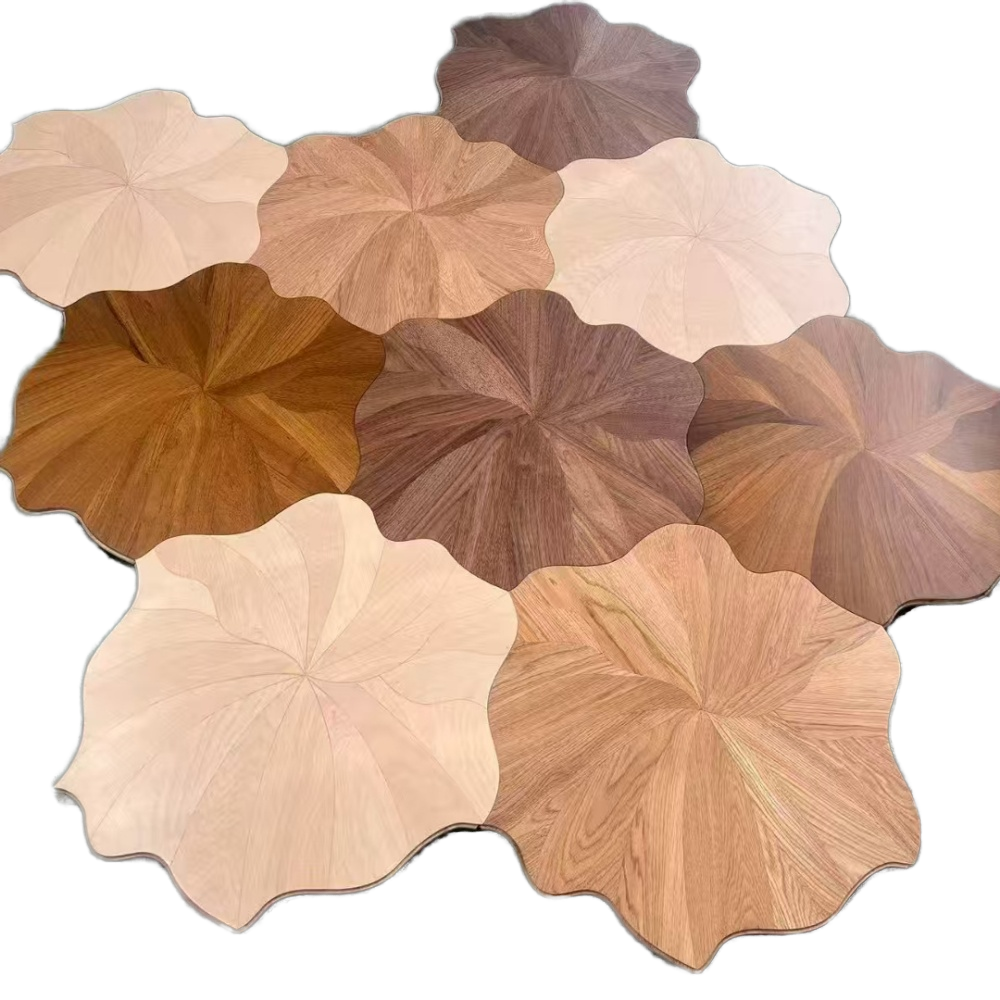 Lotus-Pattern Oak Parquet Engineered Hardwood Flooring Click Lock 3-Year Warranty Modern Design for Luxury High-end Spaces