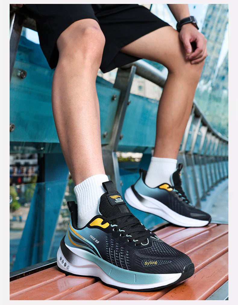 Carbon Plate Ultra-Light Jacquard Breathable Running Shoes Couple Style Sports Shock Absorption Body Test Student Outdoor Racing Men