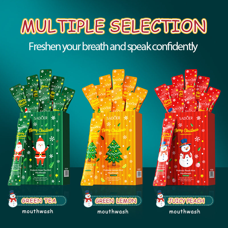 Full English Christmas Probiotic Mouthwash SADOER Green Lemon Mint Oral Cleanser  Wholesale