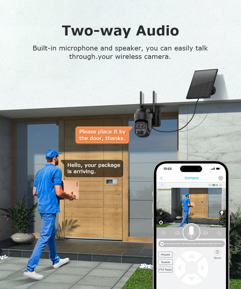 4G Solar Camera Camera12High Magnification Low Power Consumption Surveillance600Wanquan Color Camera Outdoor Waterproof