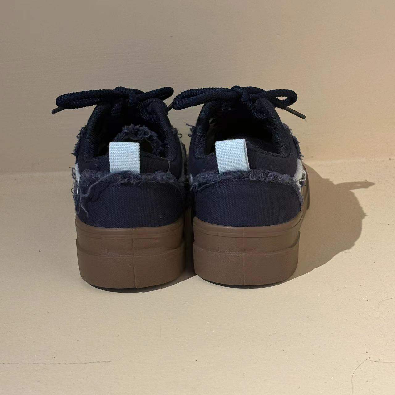 Casual Knitting~Sweet Niche Canvas Shoes for Women, Breathable and Versatile for Spring INS Casual Thick-Soled White Sneakers Trendy