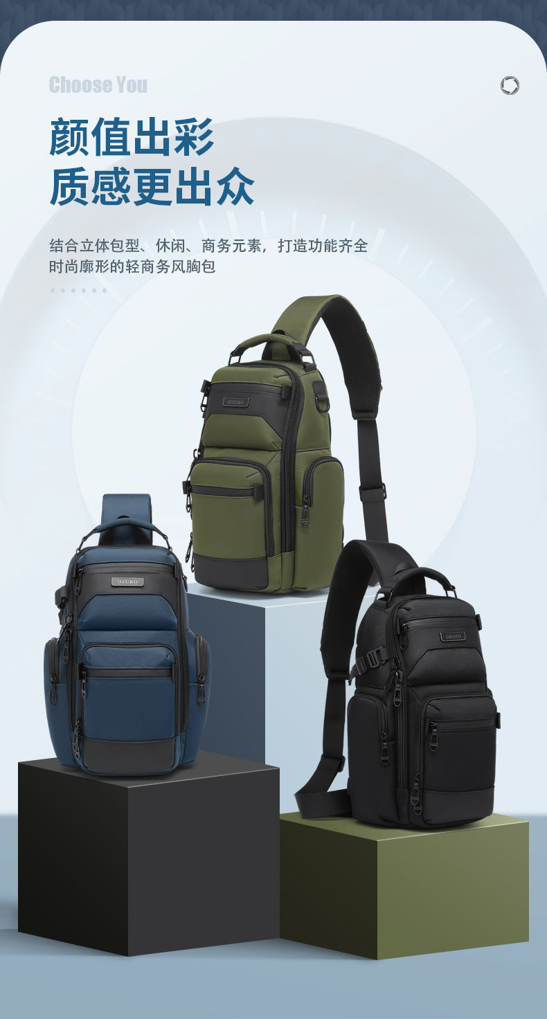 Trendy Men's Chest Bag Crossbody Bag Lightweight Multifunctional Waterproof Travel Portable Sling Bag Casual Men's Bag High-end Feel