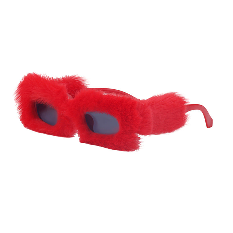 Fashion Plush Square Frame Sunglasses for Women Winter Full Coverage Sunglasses Wholesale Same Style for Women sunglasses