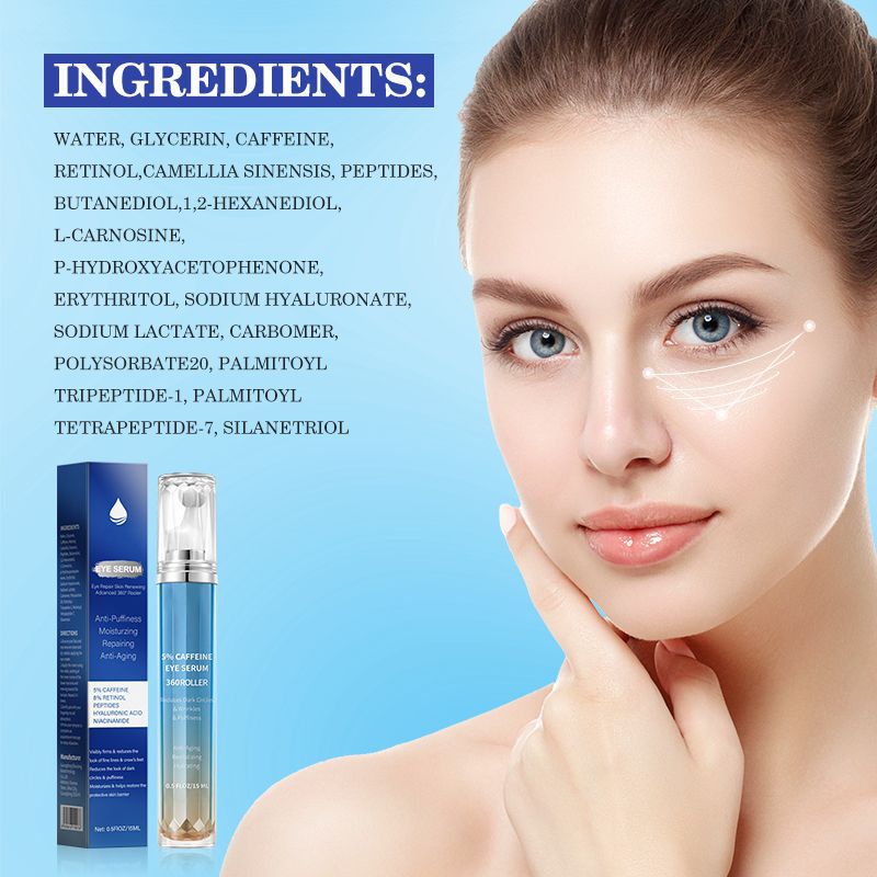 Hydrating and Moisturizing logo White Brand5%Retinol Caffeine Eye Serum