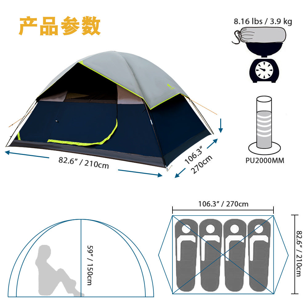 Camping Tent5-6Waterproof Sunscreen Black Glue Outdoor Double Layer Large Space Camping Park Wholesale Outdoor Camping