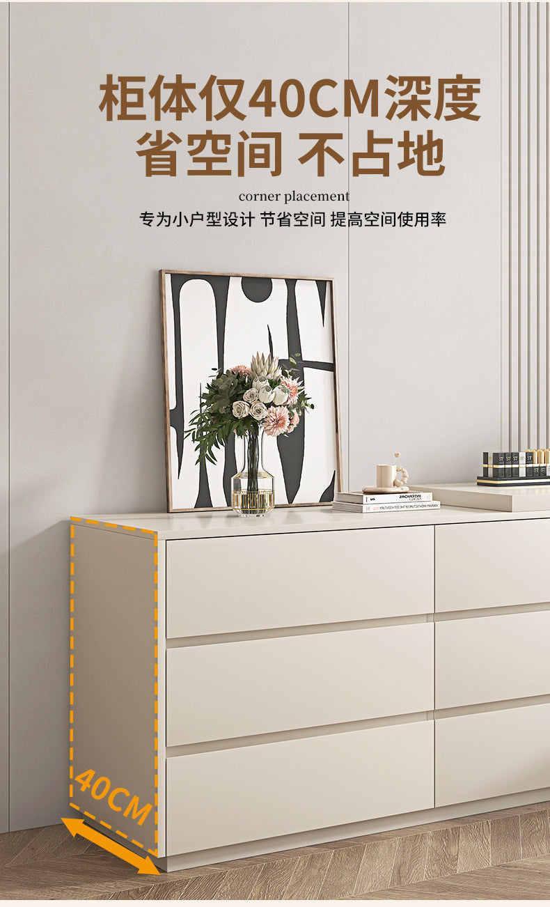 Solid Wood Dressing Table Cream Style Bedroom Modern Simple Makeup Table Chest of Drawers Dressing Table Integrated Cabinet Master Bedroom Bedside Cabinet