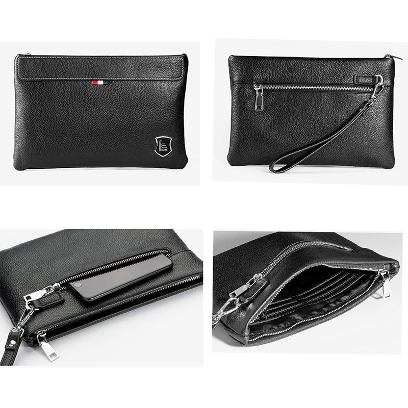 Genuine Leather Clutch Bag with Password Lock, Business Handbag, Casual Large Capacity Pure Top Layer Cowhide Men's Clutch