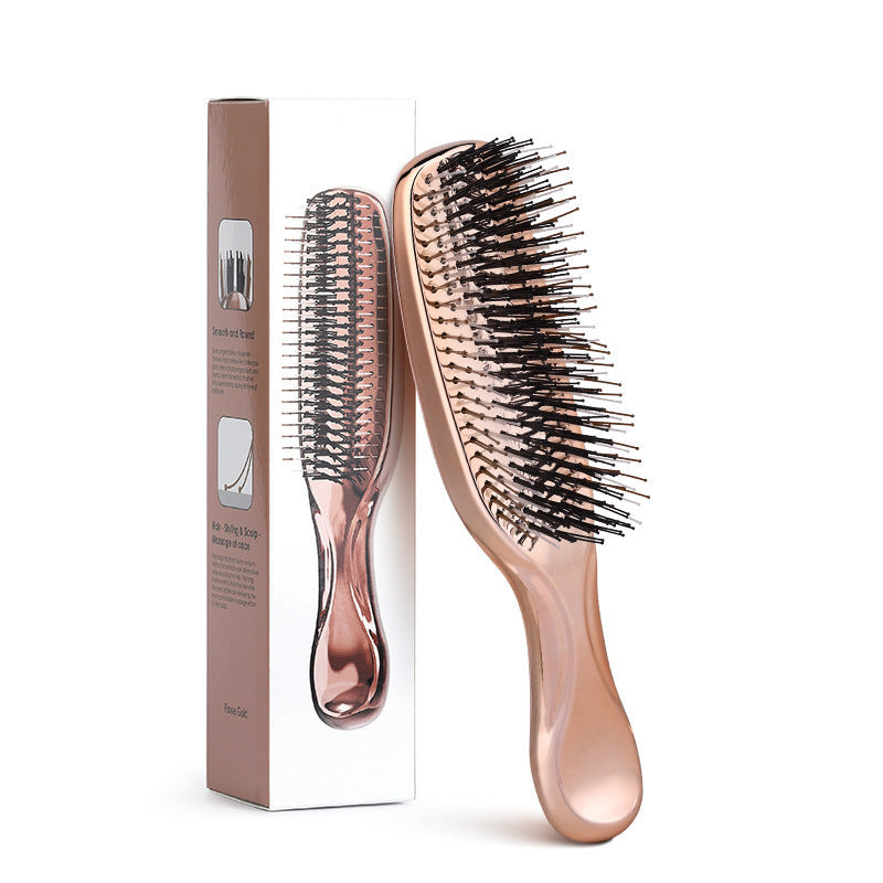 Cross-Border Meridian Fluffy Scalp Cleaning Care Comb High Low Comb Teeth Dry Wet Dual-Use Smooth Hair Fine Needle Electroplated Massage Comb