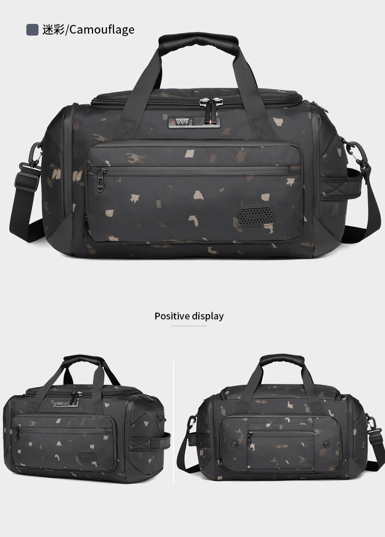 OZUKO Travel Bag Fitness Handbag Large Capacity Dry Wet Separation Can Be Inserted Into The Trolley Short Distance Business Trip Sports Men's Bag