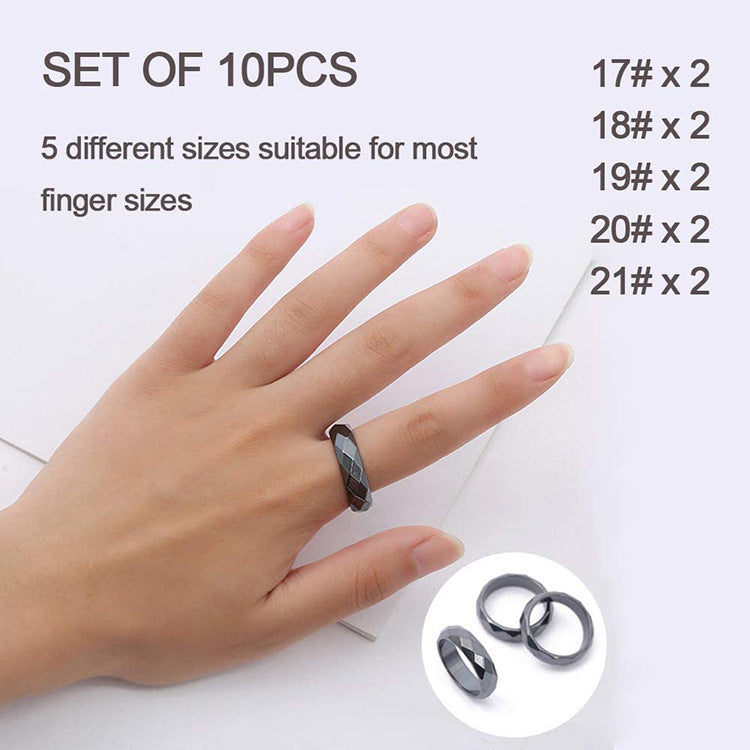 Hematite Ring Unisex6T Flat Ring Street Stall Wholesale Small Gift Simple Couple Rings