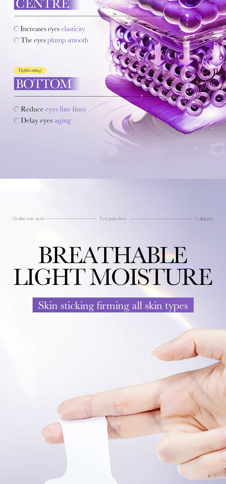 Hyaluronic Acid Microcrystalline Eye Wrinkle Patches SADOER Reduce Eye Fine Lines Eye Mask Cross-Border Wholesale