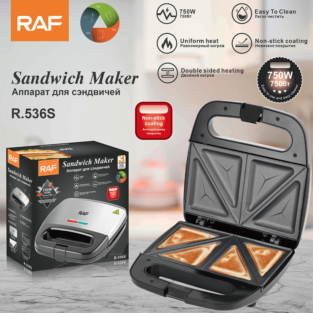 RAF European Standard Light Meal Sandwich Breakfast Maker Household Waffle Maker Toast Oven Small Muffin Maker R.536s