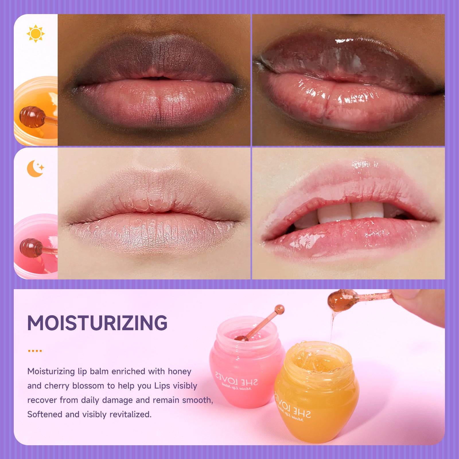 Honey Sakura Autumn and Winter Lightening Lip Lines Moisturizing Lip Balm Scrub Exfoliating Sleeping Lip Mask Set