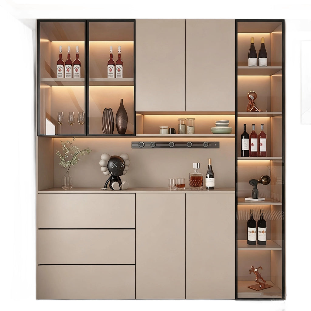 Aluminum Alloy Sideboard Cabinet with Glass Door Integrated Wall Simple Entryway Tea Water Living Room Dining Room Wine Storage Cabinet Manufacturer