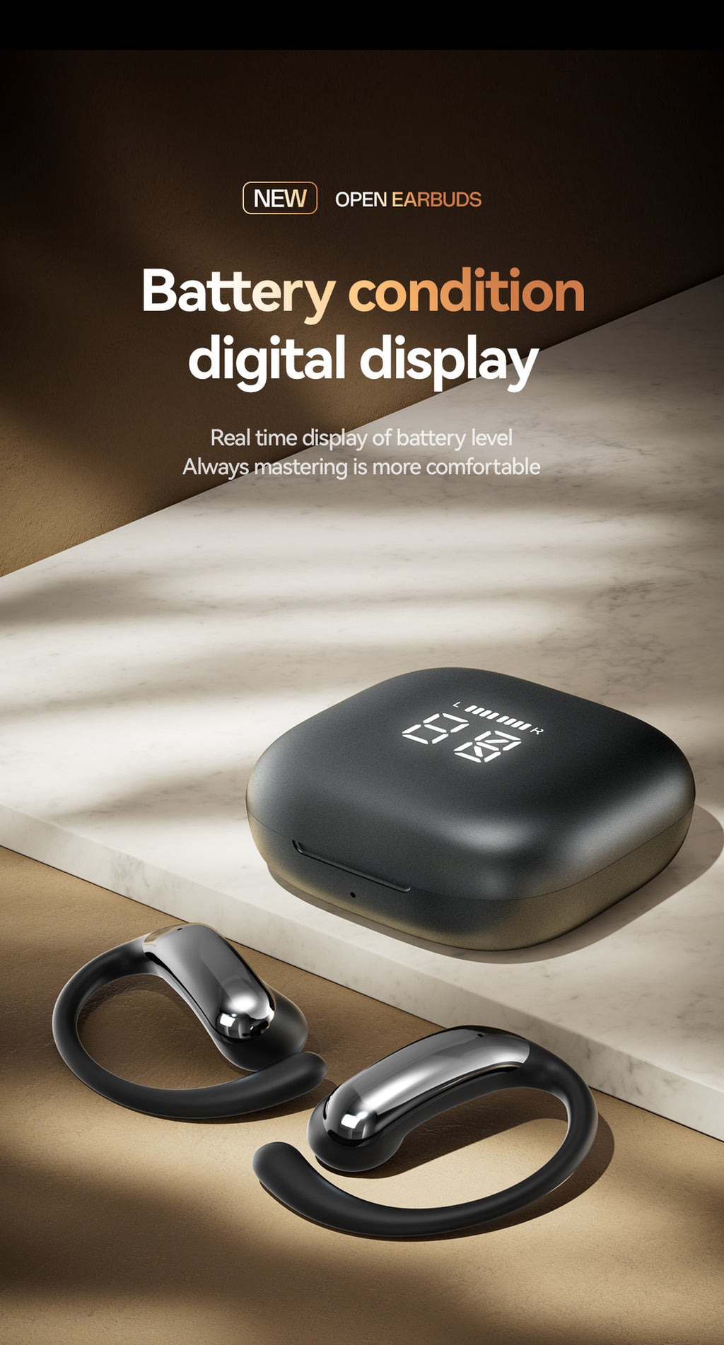 M142Popular OWS Open-type ultra-long battery life high-quality sound over-ear digital display wireless Bluetooth headphones