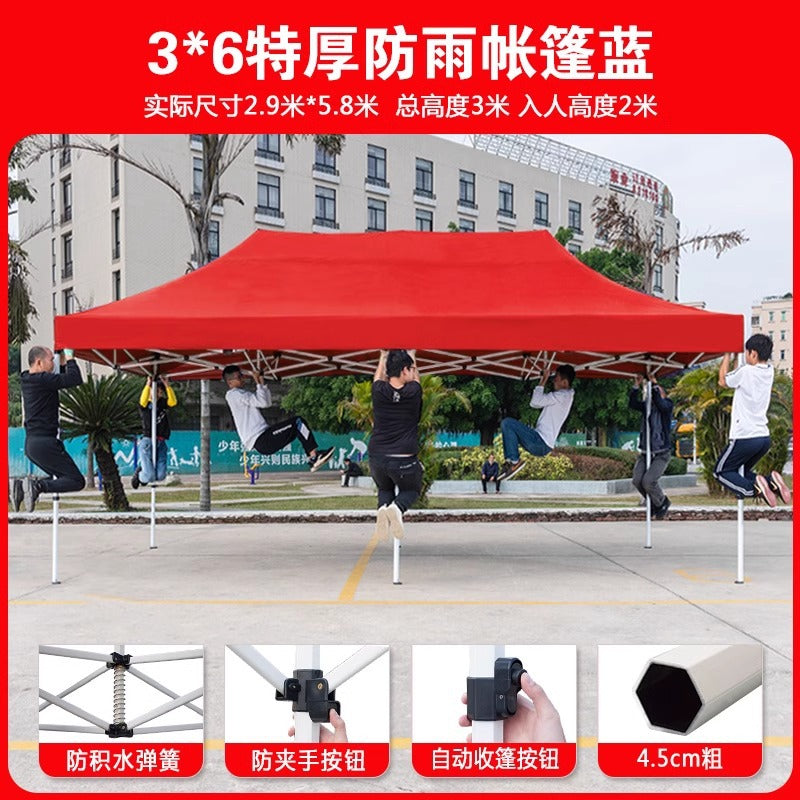 Outdoor Four-Legged Umbrella Tent Cover Thickened Transparent Foldable Telescopic Rain Canopy Four-Corner Sunshade Rainproof Stall Large Umbrella
