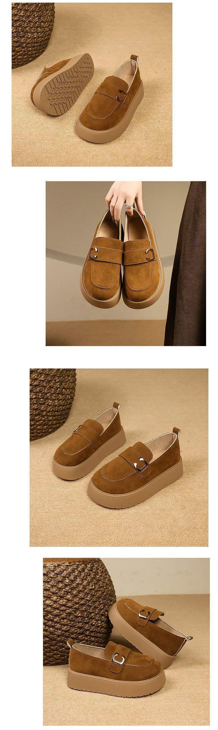 Women's Thick-Soled Birkenstock Shoes2025New Spring Retro Slip-On Lazy Casual Loafers Warm Birkenstock Single Shoes