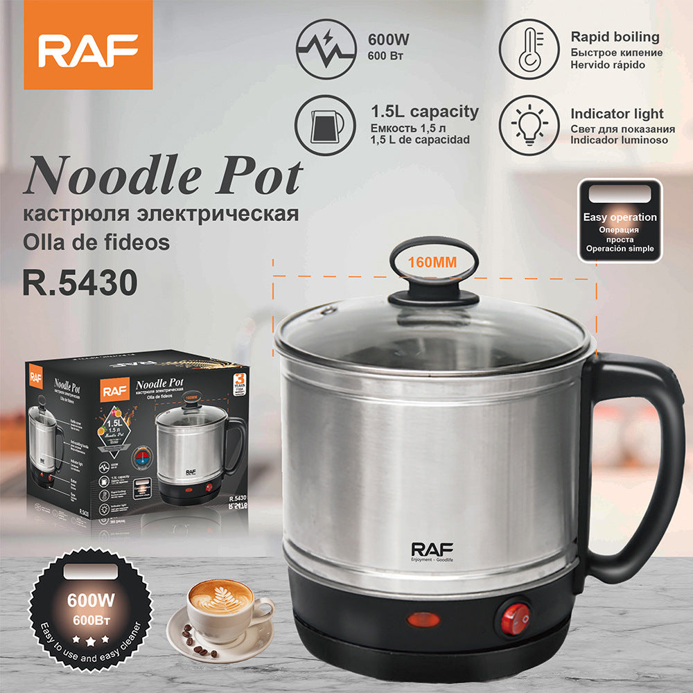 RAF Portable Stainless Steel Electric Kettle for Home Use, Single Person Electric Cooking Cup, Integrated Instant Noodle Pot, Electric Cooking Pot