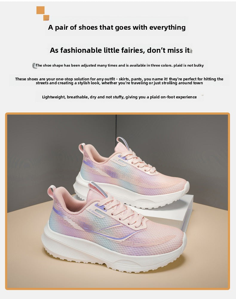Autumn Women's Shock Absorption Lightweight Running Shoes Mesh Breathable Casual Shoes Non-Slip Popcorn Soft Sole Women's Breathable Comfortable