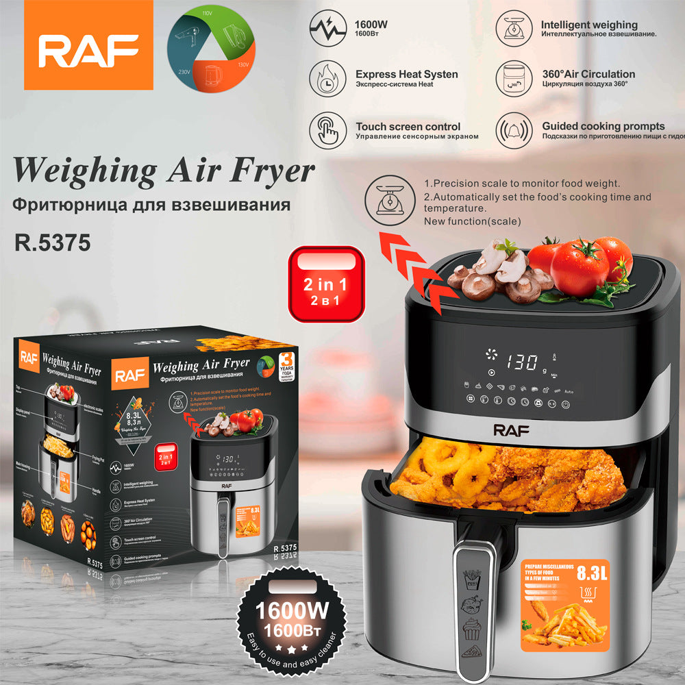 RAF European Standard Large Capacity Air Fryer8.3L Multifunctional Weighing Electric Deep Fryer with Visual Smart Touch Screen