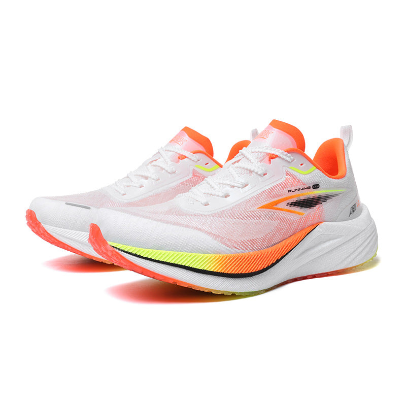 Real Carbon Plate Popcorn Men's Sports Shoes Youth Mesh Breathable Non-Slip Fitness Test Racing Marathon Running Shoes