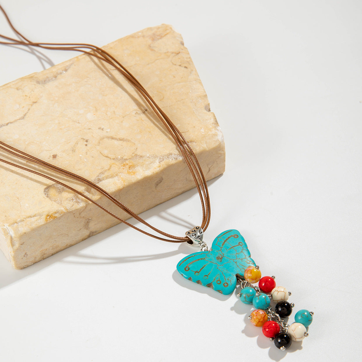 Simple Colorful Beaded Tassel y Chain Necklace Elegant Versatile Diamond-Studded Sweater Chain Jewelry