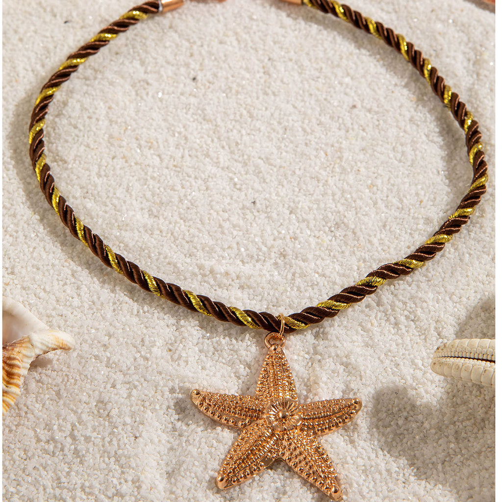 European and American Metal Ocean Style Starfish Pendant Necklace Jewelry Personality Exaggerated Star Beach Vacation Necklace for Women