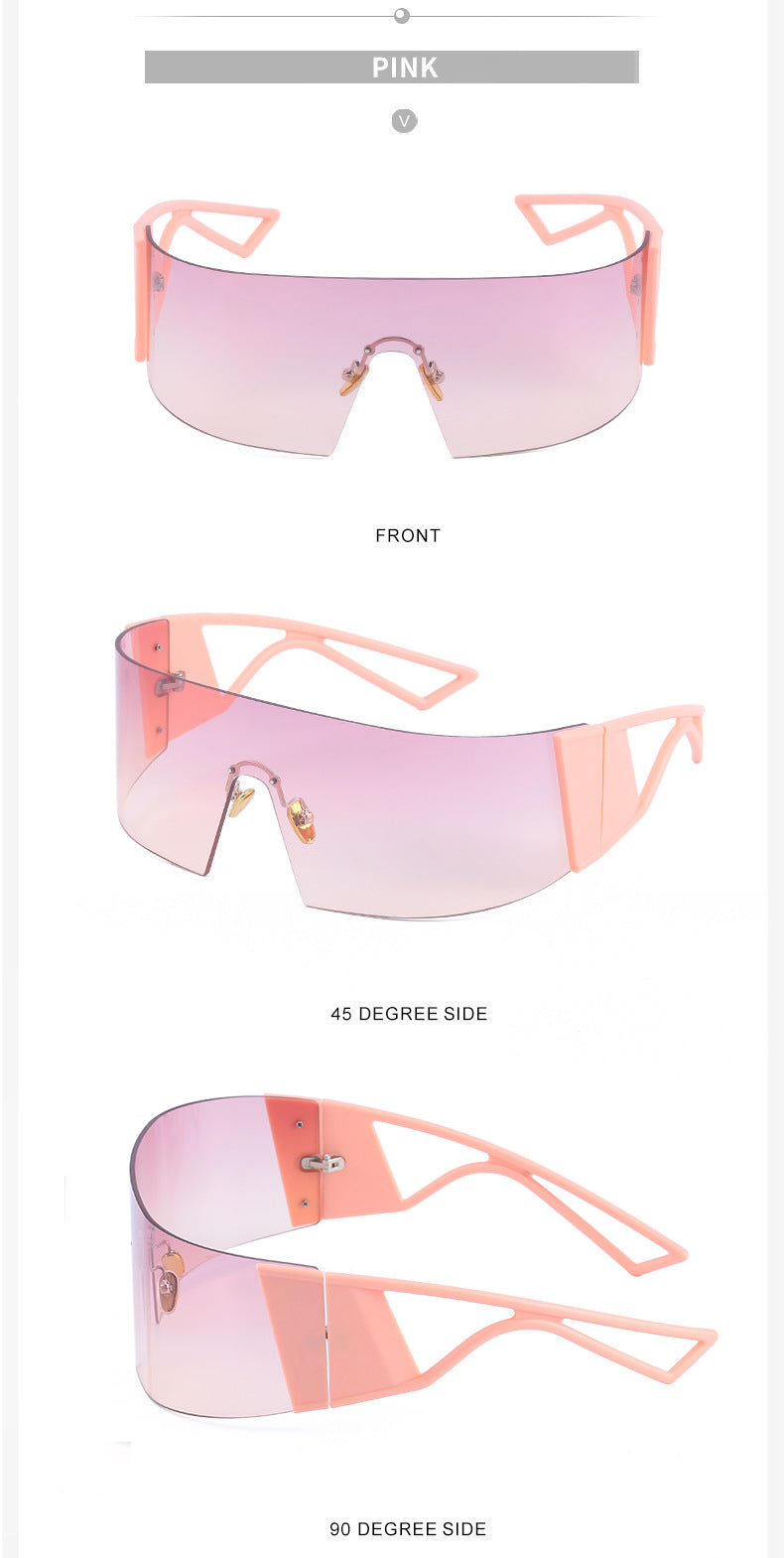 Outdoor Sports Cycling Glasses for Women, Colorful Integrated Windproof Sunglasses, Trendy European and American Style, Large Frame Sunshade and Sun Protection Sunglasses