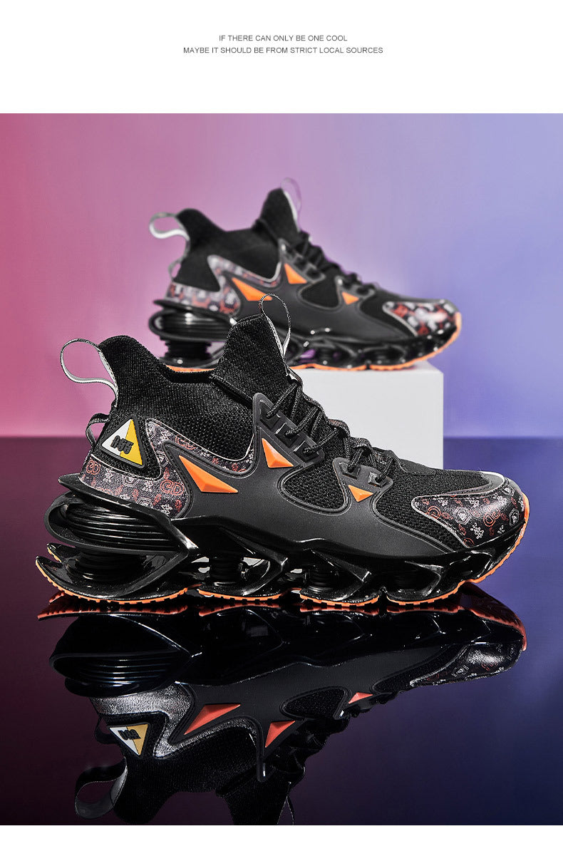 Fashion Blade Men's Shoes Mesh Breathable Sports Casual Running Shoes Men's Shock Absorption Anti-Slip Height Increasing Dad Trendy Shoes