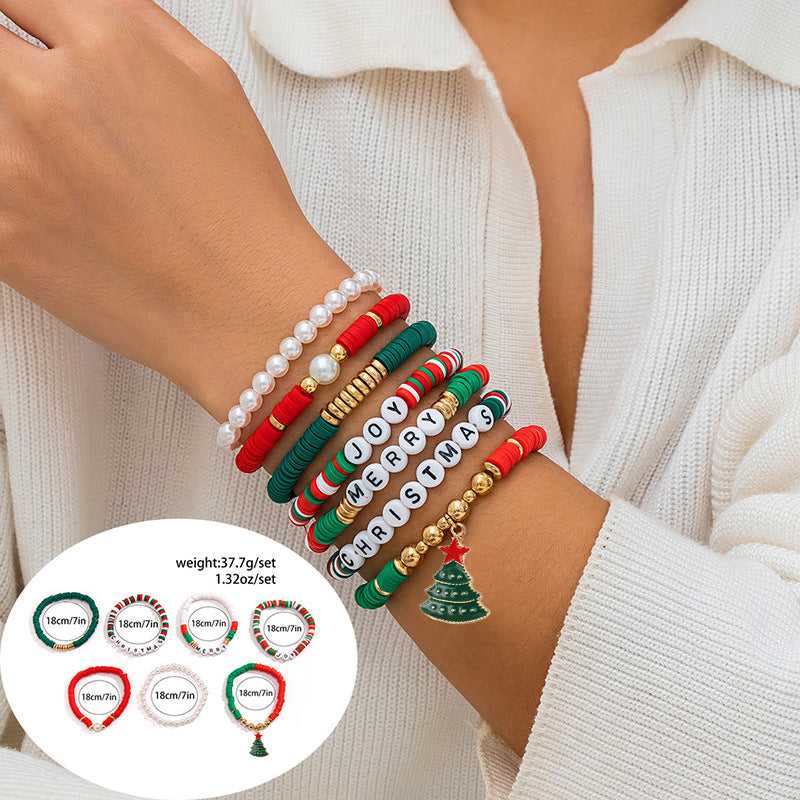Women's Holiday Gift Bracelet Santa Claus Set Snowman Soft Clay Ornaments European and American Christmas Bracelet
