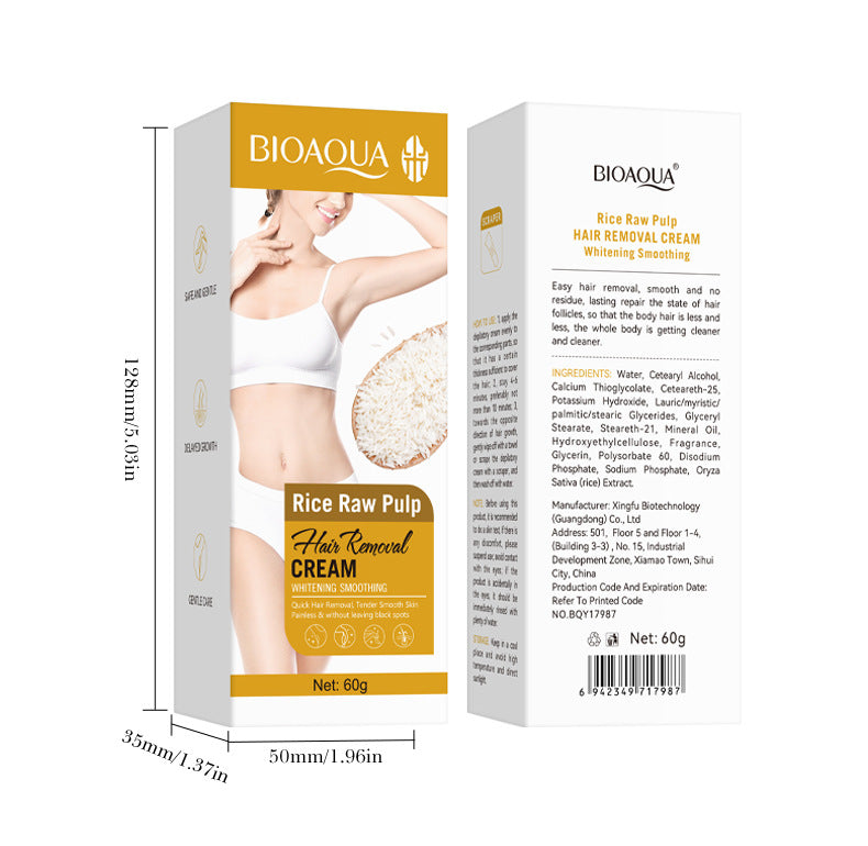 Rice Puree Whitening Hair Removal Cream BIOAOUA Smooth Armpit Hair Removal Leg Hair Removal Cream Cross-Border Wholesale