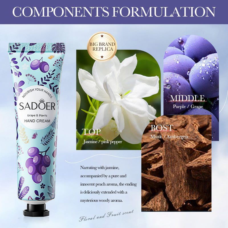 Grape Moisturizing Hand Cream SADOER Autumn and winter anti-chapped moisturizing hand cream cross-border foreign trade wholesale