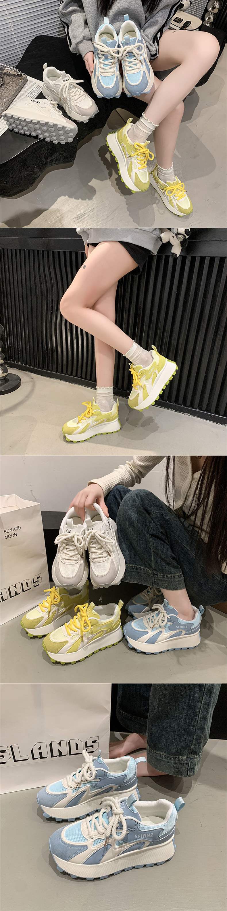 Women's Mesh Forrest Gump Shoes2025New Summer Style Foot-Slimming Versatile Breathable Color-Block Casual Dad Sneakers