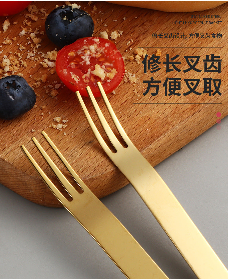 304Stainless Steel Fork Hotel Restaurant Fruit Fork with Base6Home Cake Dessert Fork Set