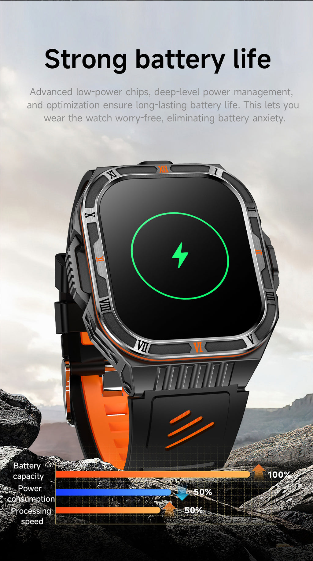 HT38Smart Watch Bluetooth Call Heart Rate Pedometer Sleep Flashlight Deep Waterproof Large Battery Three-Proof Sports