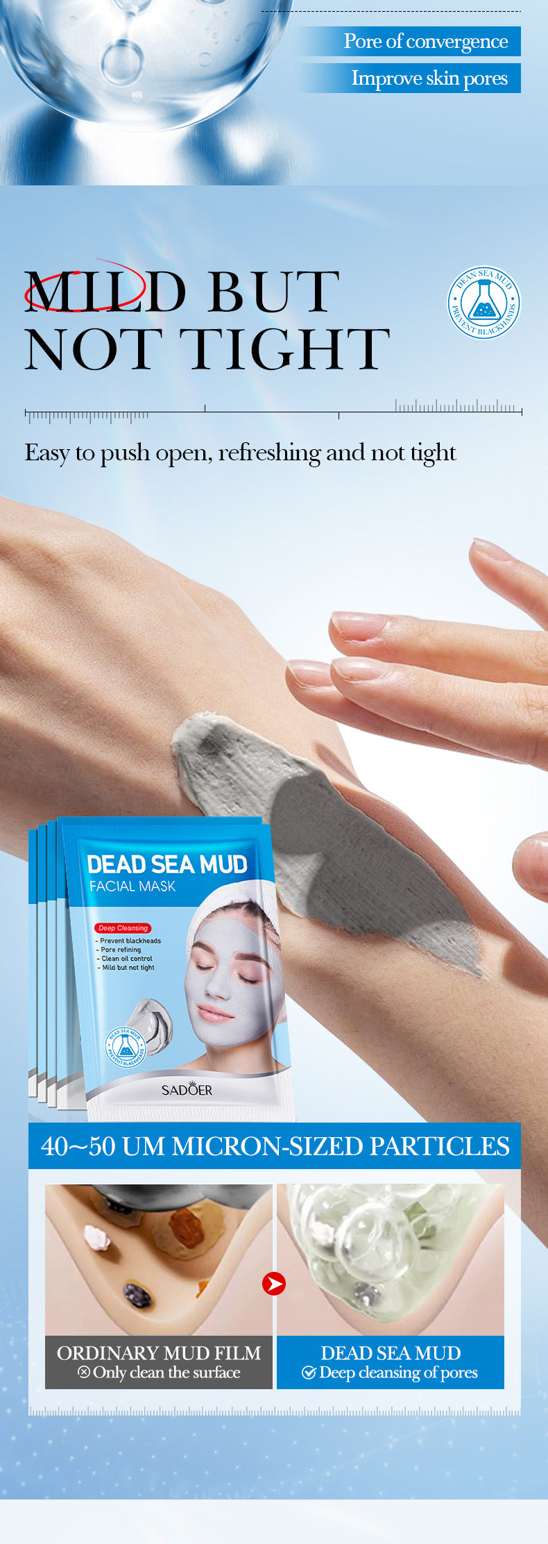 Dead Sea Mud Cleansing Mask SADOER Deep Cleansing Blackhead Removal Mask Cross-Border Wholesale