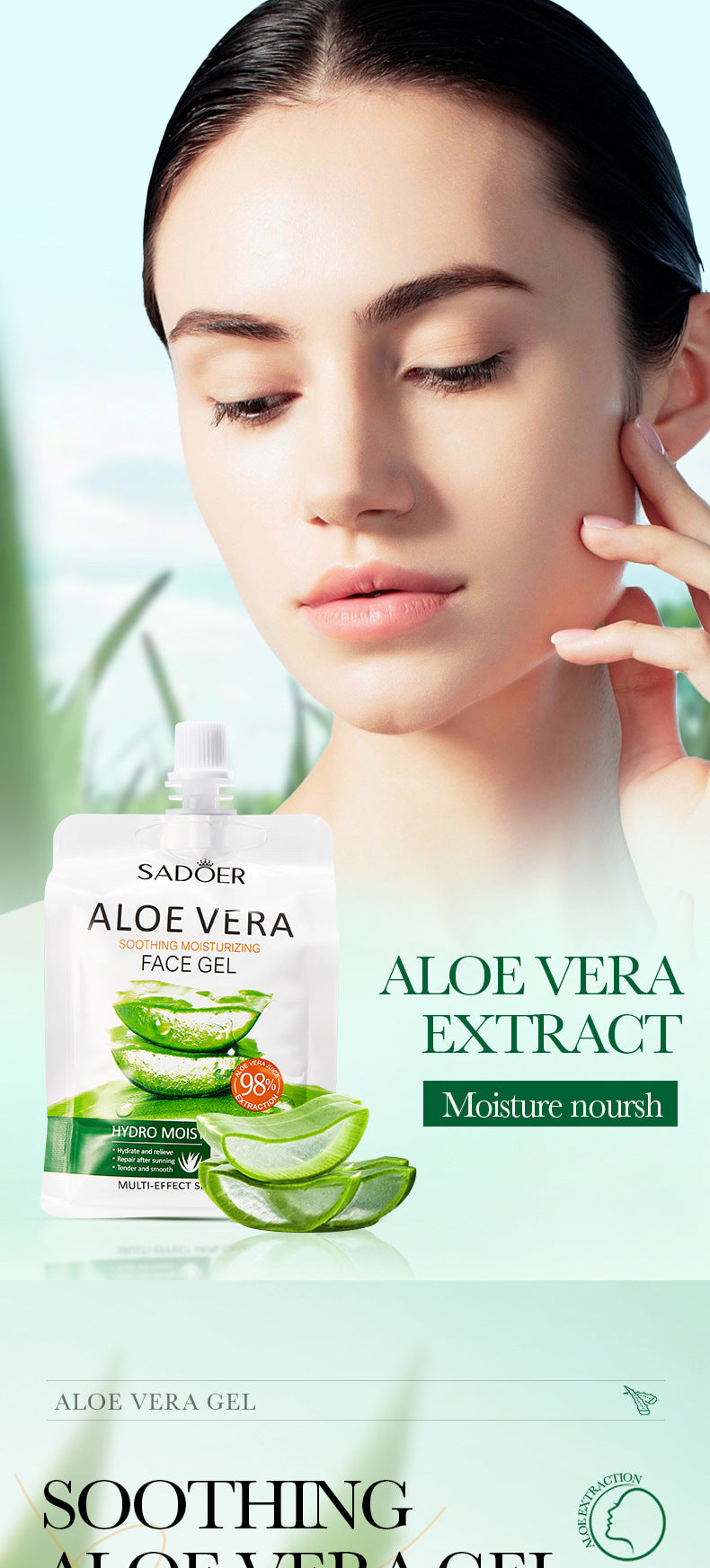 Aloe Vera Gel Aloe Vera Gel300g Large Capacity Hydrating Moisturizing Nourishing Cross-Border Foreign Trade Live Wholesale